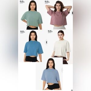BUNDLE Los Angeles Apparel Oversized Crop Tee One Size Various Colors